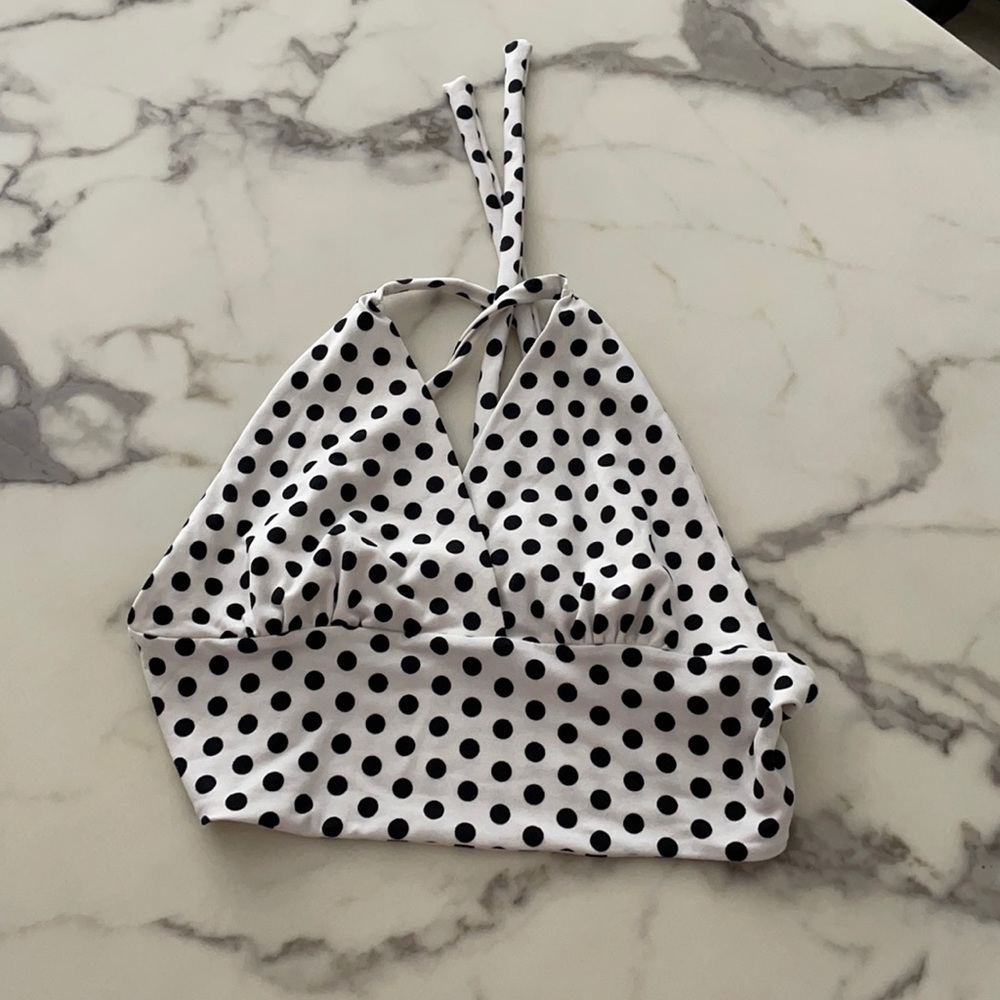 Women’s white/black polka dots crop top Small